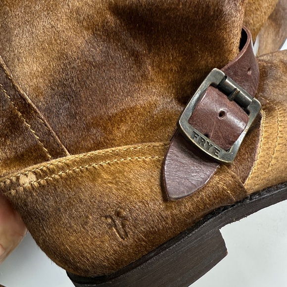 Frye Veronica Brown Calf Hair Leather Slouch Tall Boots S-484 Sz 7.5 - Picture 5 of 10